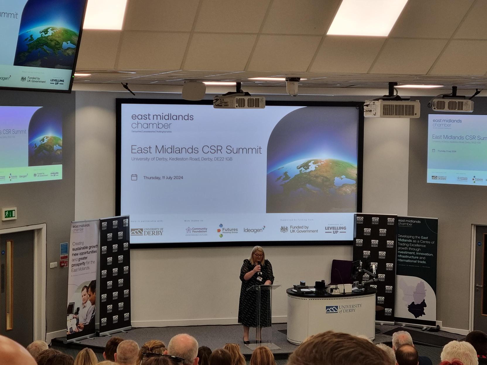 Dr Nicola Lynch speaking at East Midlands CSR summit 2024